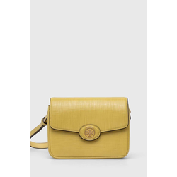 Usnjena torbica Tory Burch rumena barva