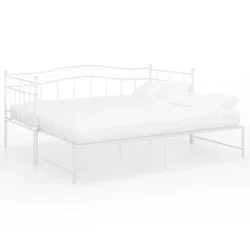 Vidaxl Izvlečni posteljni okvir bel kovinski 90x200 cm