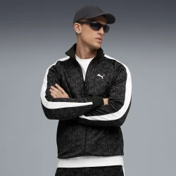 Mens Puma T7 All-Over Print Track Jacket, Black, Size S, Clothing