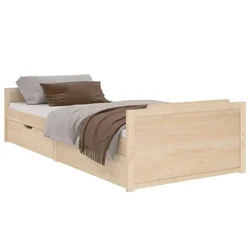 Vidaxl Posteljni okvir s predali trdna borovina 90x200 cm