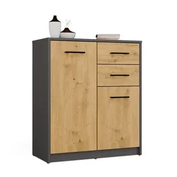 SIMPLO 2D2S KOMODA S PREDALI 74 CM 2 VRATA 2 PREDALA ANTRACIT ARTISAN OAK