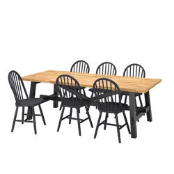 SKOGSTA / SKOGSTA Sto i 6 stolica, bagrem/crna, 235 cm