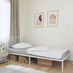 Metalni okvir za krevet s uzglavljem bijeli 100x190 cm