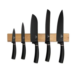 Berlinger Haus Set noževa sa bambusovim magnetnim držačem Black Rose Collection BH-2884N, 6 komada, Crni