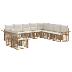Set vanjskih sofa 10 pcs Prirodna i krema bijela Poliester
