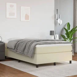 Krevet s oprugama i madracem krem 120x200 cm od umjetne kože
