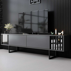 Hanah Home TV Komoda Chrome Line, 180x48x30 cm, Antracit-Crna
