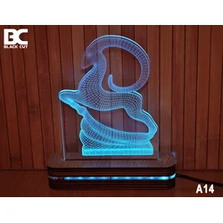 Black Cut 3D Lampa Ovan, Svetloplava