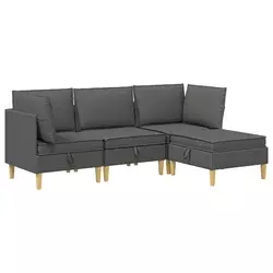 Vidaxl Modularni kavč s shranjevanjem 4 pcs Temno siva Blago