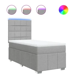 Vidaxl Box spring postelja z vzmetnico svetlo siva 80x200 cm blago