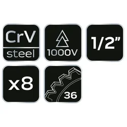slomart Set nasadnih ključev NEO TOOLS 1000V, 8 kos.