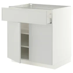 METOD / MAXIMERA Podni element s fiokom/2 vrata, bela/Aspudden svetlosiva, 80x60 cm