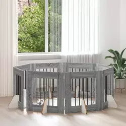 Vrata za pse s postoljem 8 pcs Siva sonoma 60 x 60 cm
