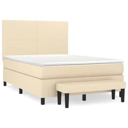 vidaXL vidaXL Box spring postelja z vzmetnico krem 140x190 cm blago, (20894256)