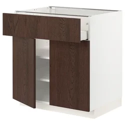 METOD / MAXIMERA Podni element s fiokom/2 vrata, bela/Sinarp smeđa, 80x60 cm