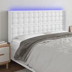 LED uzglavlje bijelo 183x16x118/128 cm od umjetne kože