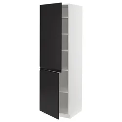 METOD Visoki element s policama/2 vrata, bela/Upplöv boja antracita, mat, 60x60x200 cm