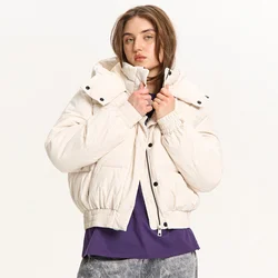 Cropp - Prošivena puffer jakna s kapuljačom - nude