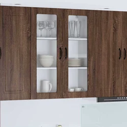 Zidni stakleni ormarić PORTO Smeđi hrast 80 x 31 x 100 cm