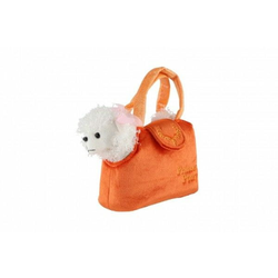 Teddies Pes/kunec v vrečki/tački oranžni plišasti 19x17cm