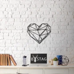Opviq Zidna dekoracija Heart v2, 37x40 cm 2 mm, Crna