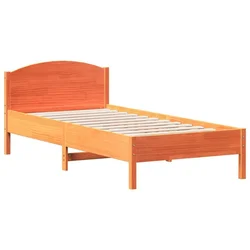 Vidaxl Posteljni okvir z vzglavjem voščeno rjava 100x200 cm borovina