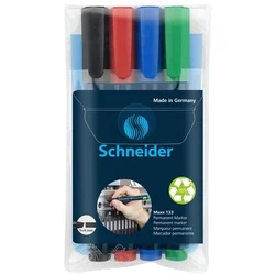 Schneider Permanentni marker Maxx 133 - poševna konica, komplet 4 barv
