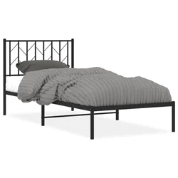 Vidaxl Kovinski posteljni okvir z vzglavjem črn 90x200 cm