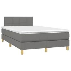 Vidaxl Box spring postelja z vzmetnico temno siva 120x190 cm blago