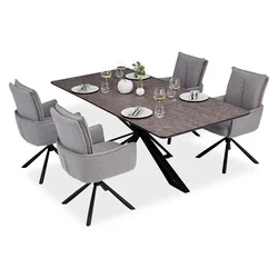 Homestyle4U Jedilna miza in stol set, 200x100 cm, rjava črna siva