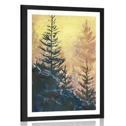 Plakat s paspartujem gozdna slika - 30x45 white