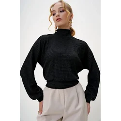 Trend Alacati Stili Ženska bluza dugih rukava Alc-X13124, Crna