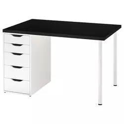 MALVAKT / ALEX Pisaći sto, crna/bela, 120x80 cm