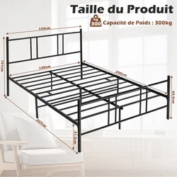 Costway Posteljni okvir platforma 200x140 cm črn
