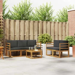 Set vanjskih sofa s jastukom 6 pcs Prirodna i antracit