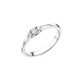 DIAMANT LETERNEL Prstan Trilogie-Ring aus 750 Weißgold mit 0.15 Karat Diamant srebrna