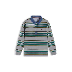 TOMMY HILFIGER Majica temno modra/pegasto siva/žad/bela