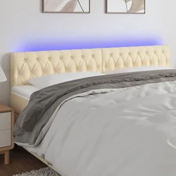 Vidaxl vidaXL Vzglavje postelje z LED diodo, kremno, 200x7x78/88 cm, blago