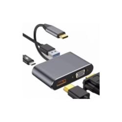 Stars Solutions Adapter, USB - C na HDMI, VGA, USB, PD, Sivi