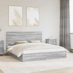 Krevet s od storage Siva Sonoma 180 x 200 cm Konstruirano drvo