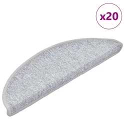 Prostirke za stepenice 20 kom 56x17x3 cm svijetlo sive poluokrugle