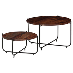 2-dijelni set stolića za kavu od masivnog drva akacije 60x35 cm