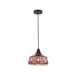 Klausen 111007 - Luster na sajli FACTORY 1xE27/11W/230V ružičasto zlato/crna