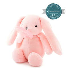 Minikoioi Sleep Buddy otroška duda s plišasto igračo - Pink Bunny ...