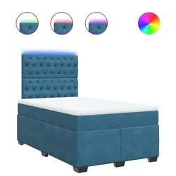 Vidaxl Box spring postelja z vzmetnico modra 120x200 cm žamet