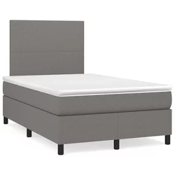 vidaXL Box spring postelja z vzmetnico LED temno siva 120x190 cm blago