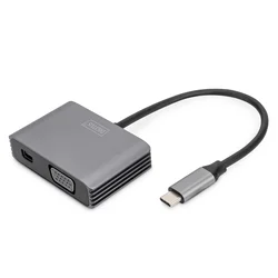 Digitus DIGITUS USB-C na VGA / MiniDP adapter, 4K/30Hz, 20cm