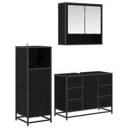 Set namještaja za kupaonicu 3 pcs Crni hrast Konstruirano drvo