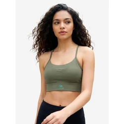 Tommy Life Nedrček TOMMY Damen-Figurbetontes Crop-Active-Top kaki
