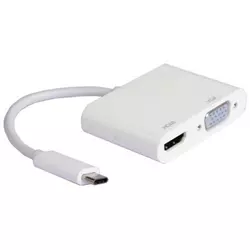 Adapter USB 3.1 tip C (M) - HDMI + VGA (F) beli